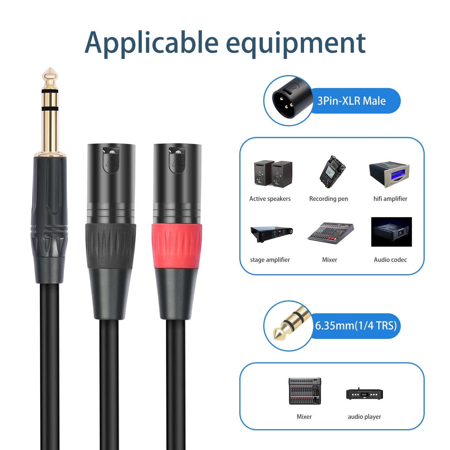 1/4 TRS stereo 6.35 rpm dual card Nong Gong XLR 1/2 mixing console connection cable