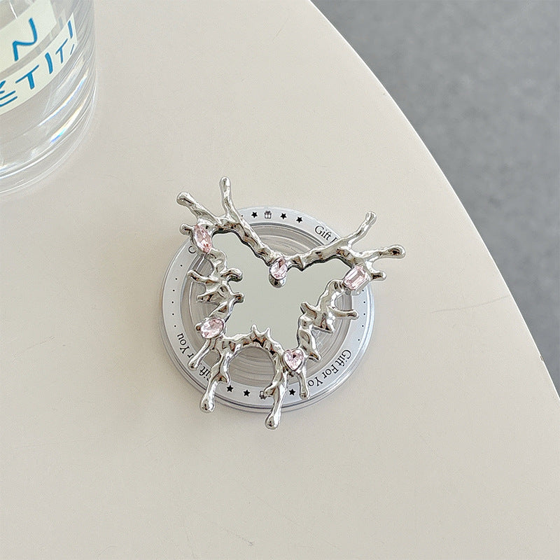Love Butterfly Mirror Mobile Airbag Bracket Magnetic Back Patch Women's Makeup Mirror
