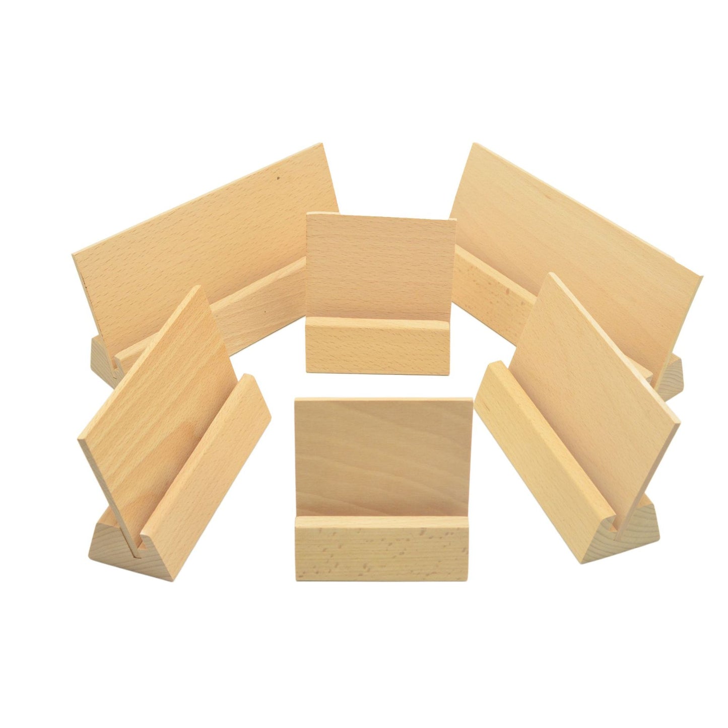 Solid Wood Calendar Stand with Sandalwood Base, Wooden Notepad Holder, Business Card Holder, Card Holder in Beech and Walnut Wood