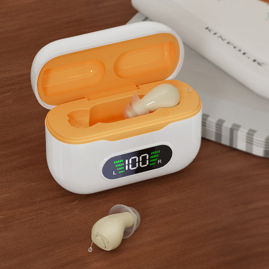 New CIC Hearing Aid Sound Amplifier with UV Charging Case and Sound Collector Accessories