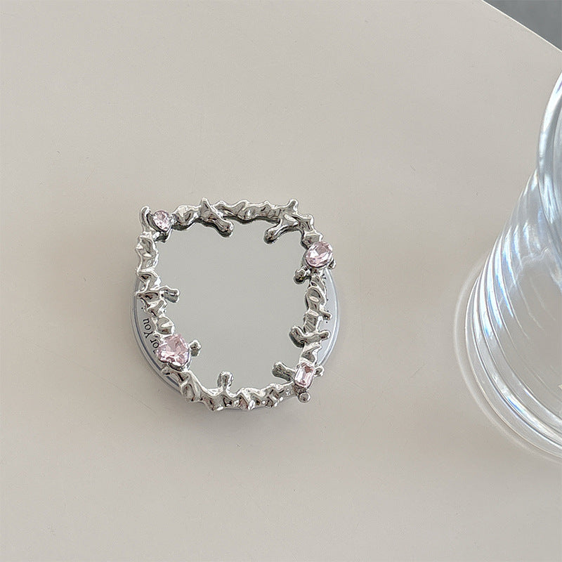 Love Butterfly Mirror Mobile Airbag Bracket Magnetic Back Patch Women's Makeup Mirror
