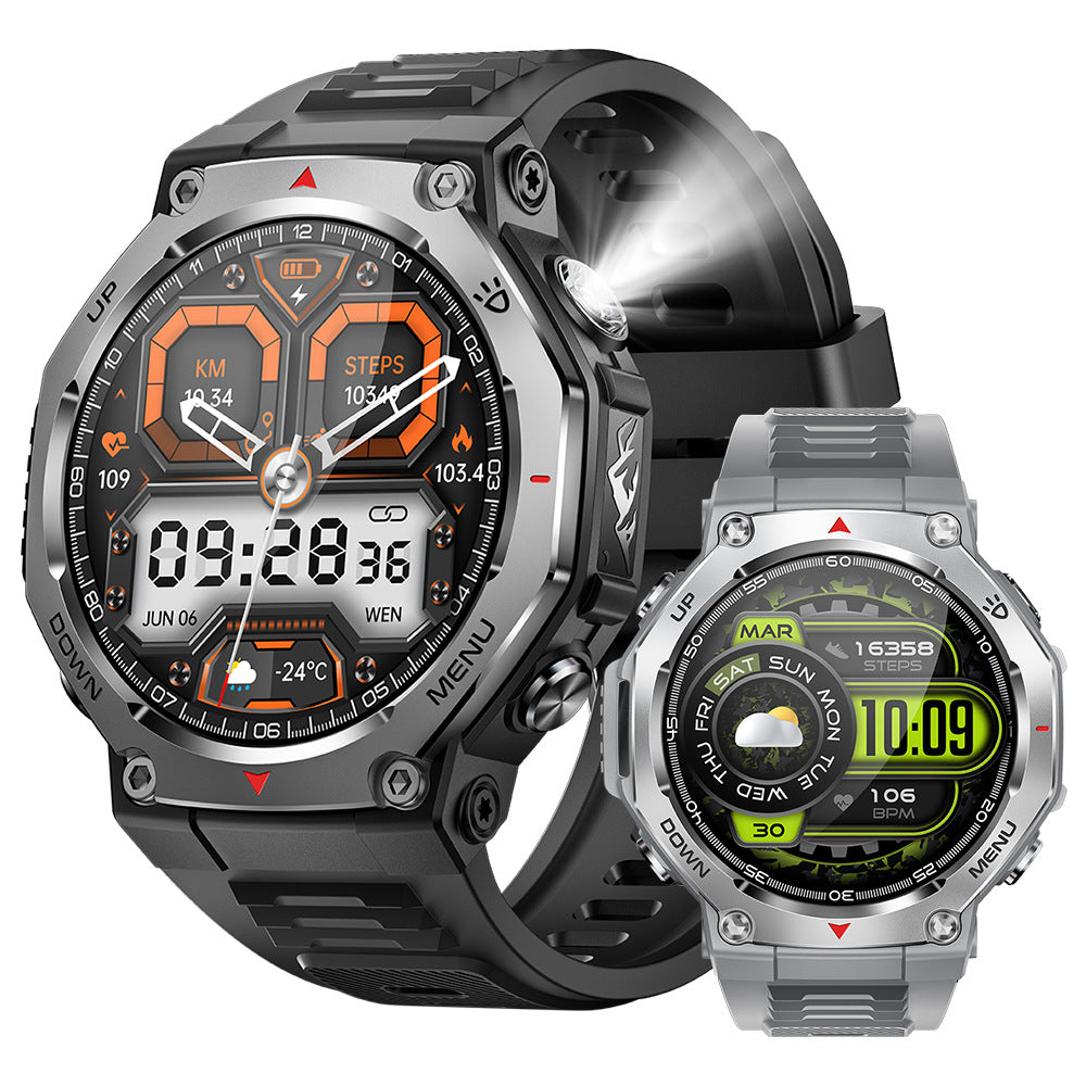 KT85 Smart Watch Bluetooth Call Flashlight Heart Rate Oximeter Step Multi functional Outdoor Watch