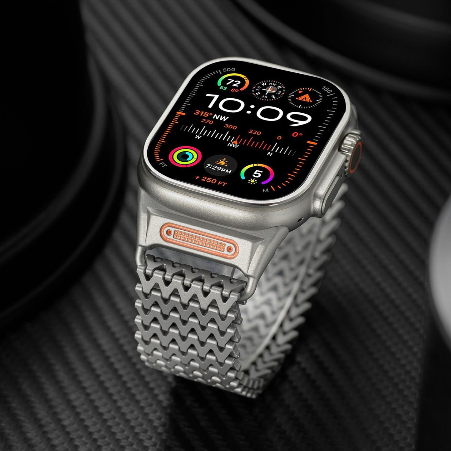 Suitable for Apple Watch stainless steel strap iWatch Ultra W-shaped magnetic metal strap