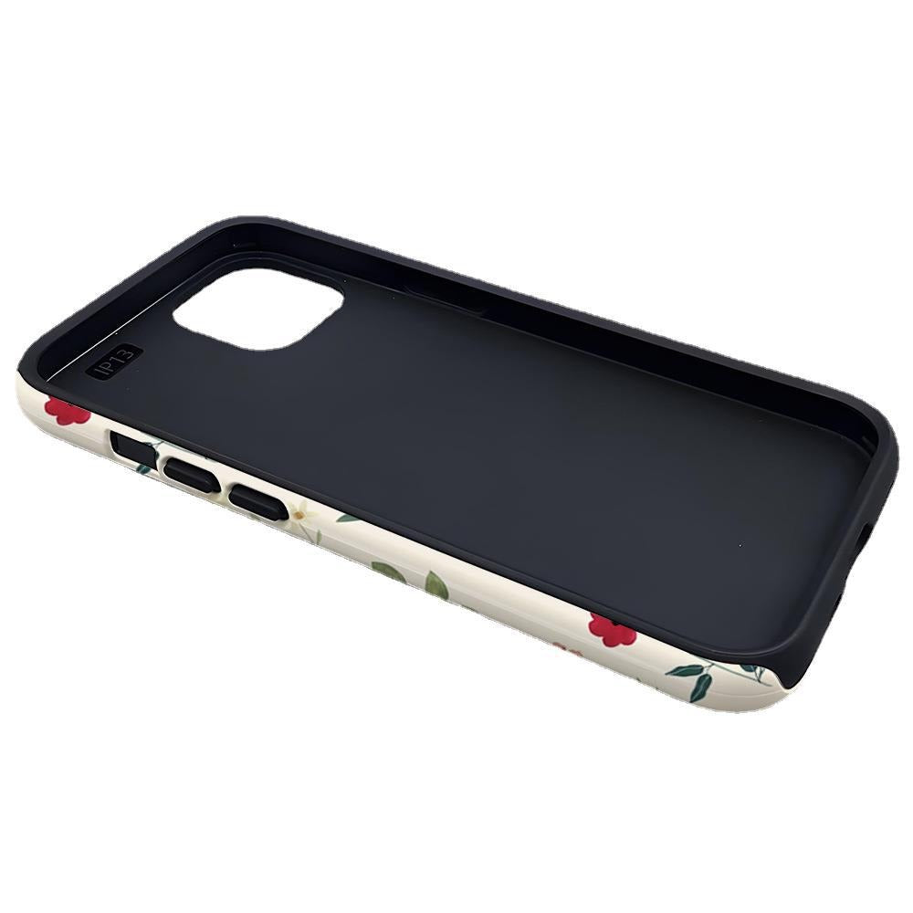 Ins Flower Phone Case Apple 15 Double Layer Film Case 13pm Hard Case 14 Women's 2-in-1 Phone Case