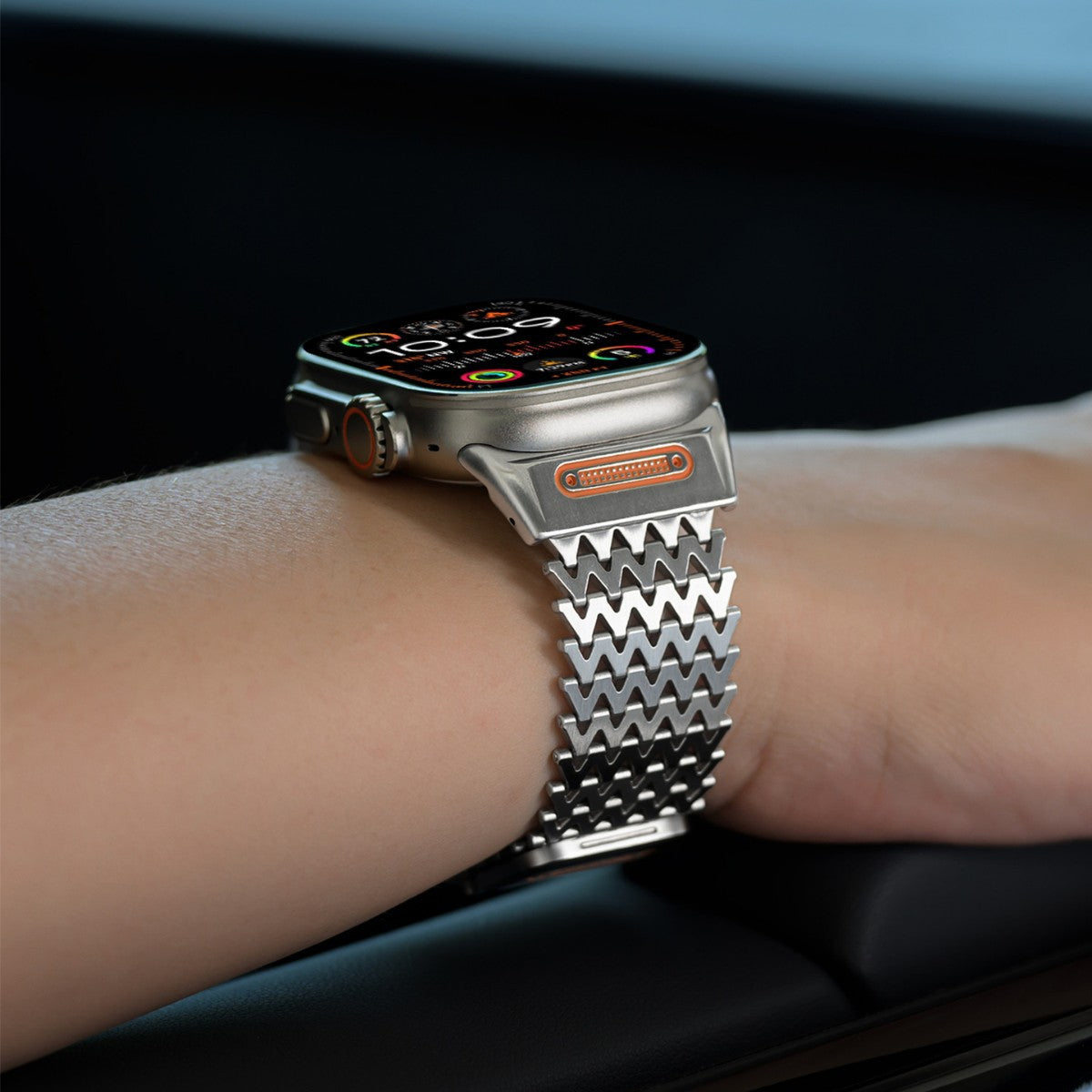 Suitable for Apple Watch stainless steel strap iWatch Ultra W-shaped magnetic metal strap