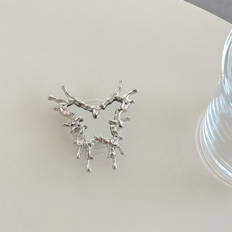 Love Butterfly Mirror Mobile Airbag Bracket Magnetic Back Patch Women's Makeup Mirror