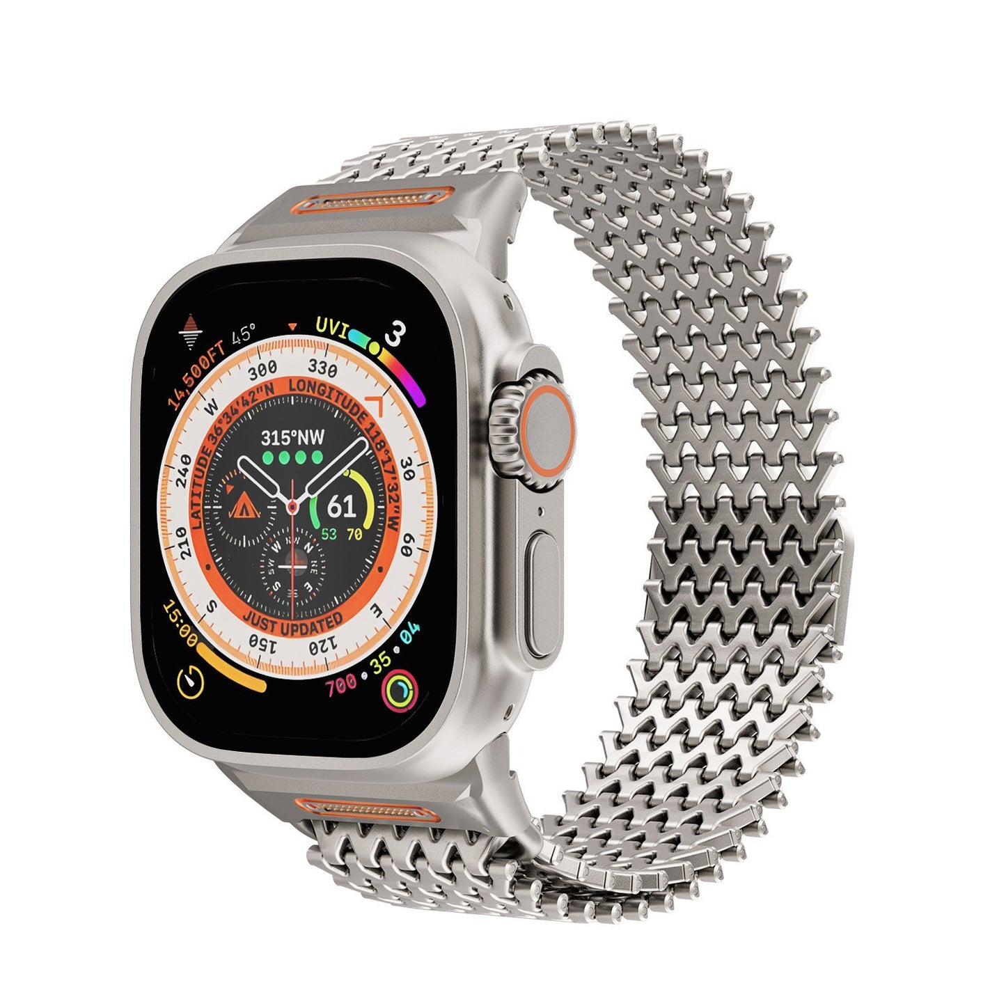 Suitable for Apple Watch stainless steel strap iWatch Ultra W-shaped magnetic metal strap