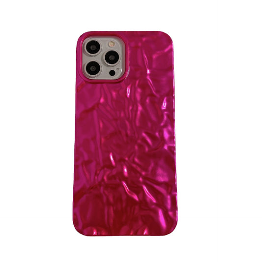 Wrinkled iPhone 17 electroplated phone case ins silicone case 16promax suitable for Apple 12